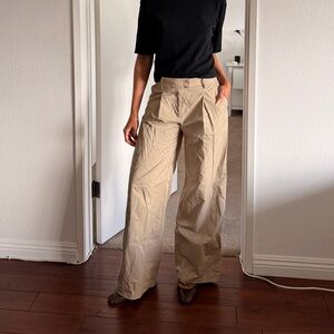 H&M Mid Rise Wide Leg Cotton Pants